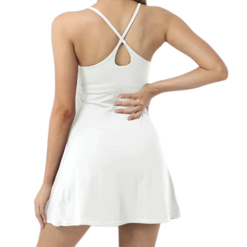 5/$25 HALARA White Softlyzero Plush Backless Active Dress - Picture 2 of 9